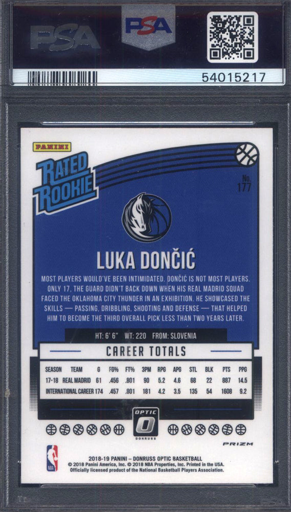 2018 Panini Donruss Optic Shock #177 Luka Doncic Rookie PSA 8