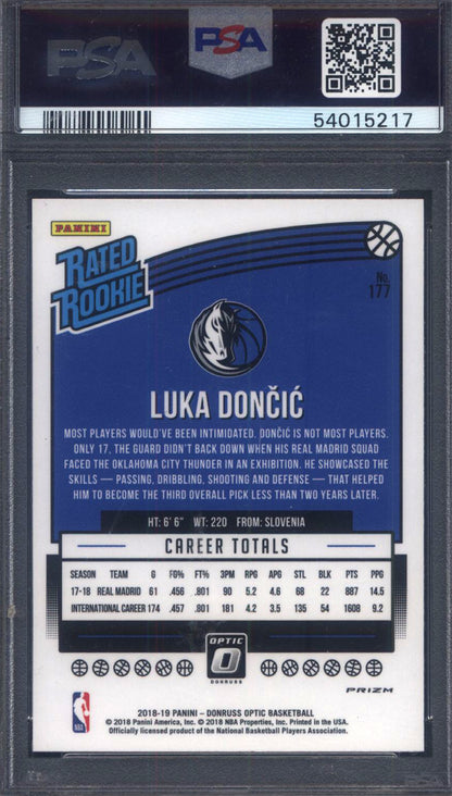 2018 Panini Donruss Optic Shock #177 Luka Doncic Rookie PSA 8