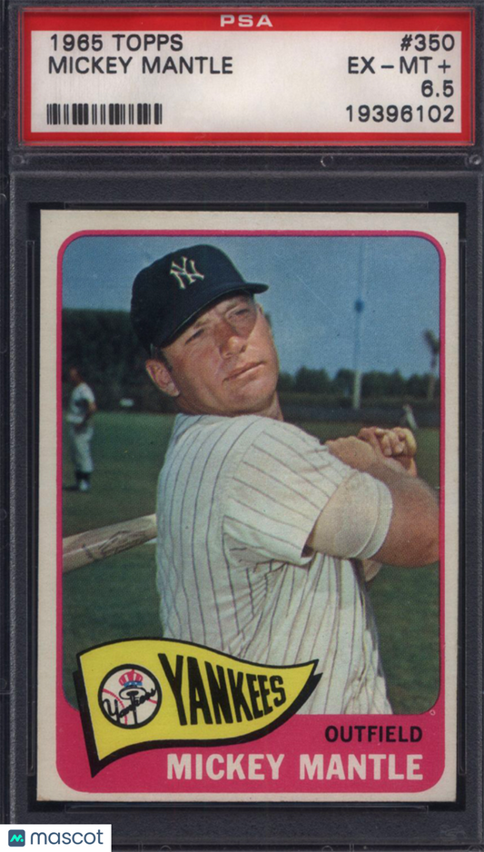 1965 Topps #350 Mickey Mantle Yankees PSA 6.5