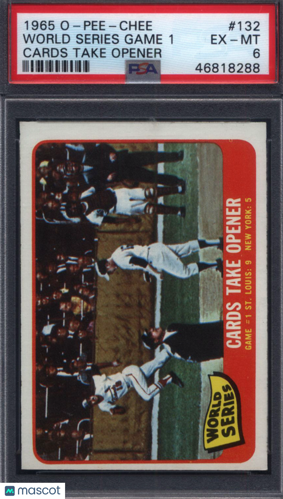 1965 OPC O-Pee-Chee #132 World Series Game 1 Cards Take Opener PSA 6