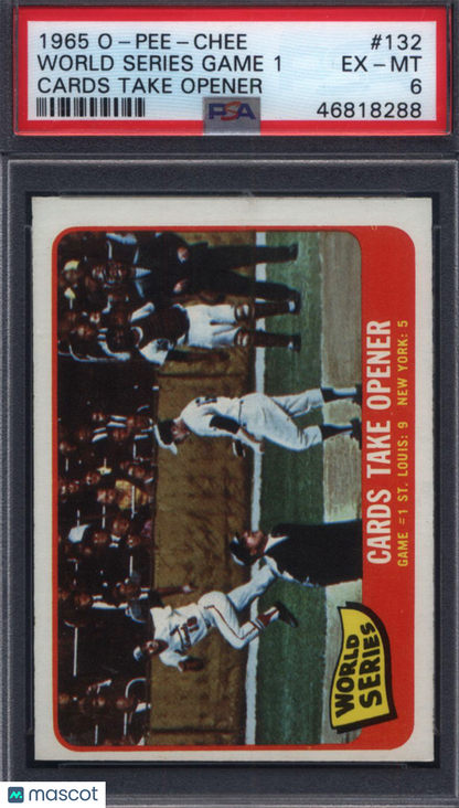 1965 OPC O-Pee-Chee #132 World Series Game 1 Cards Take Opener PSA 6