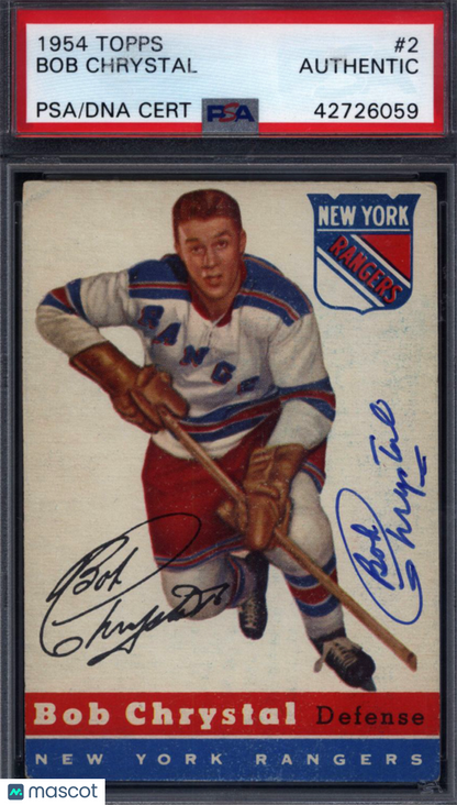 1954 Topps #2 Bob Chrystal Signed Autograph PSA/DNA PSA Authentic