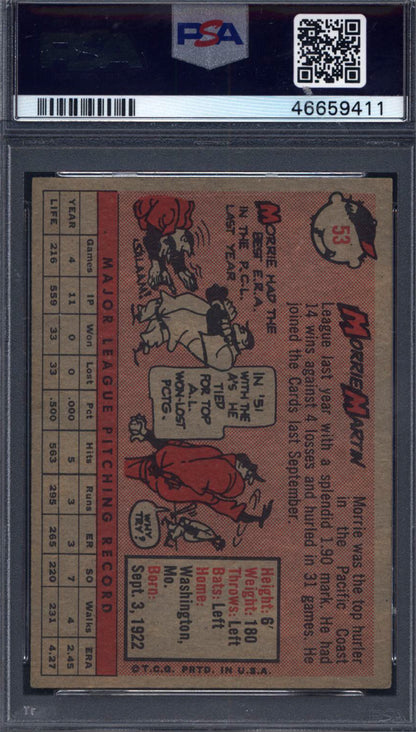 1958 Topps #53 Morrie Martin Yellow Name Cardinals PSA 5.5