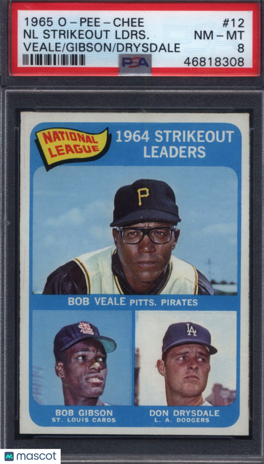 1965 OPC O-Pee-Chee #12 NL Strikeout Leaders with Bob Gibson PSA 8