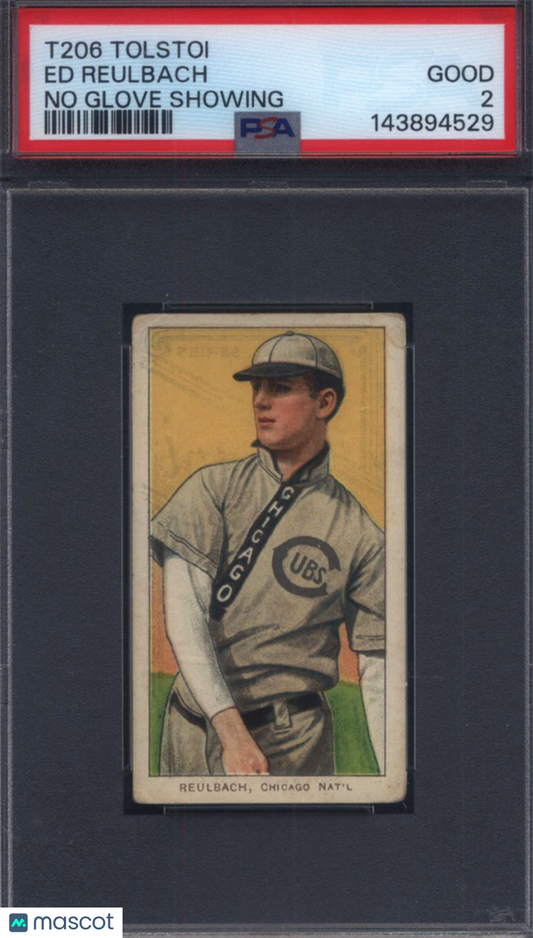 T206 Ed Reulbach No Glove Showing Chicago PSA 2 Tolstoi Back