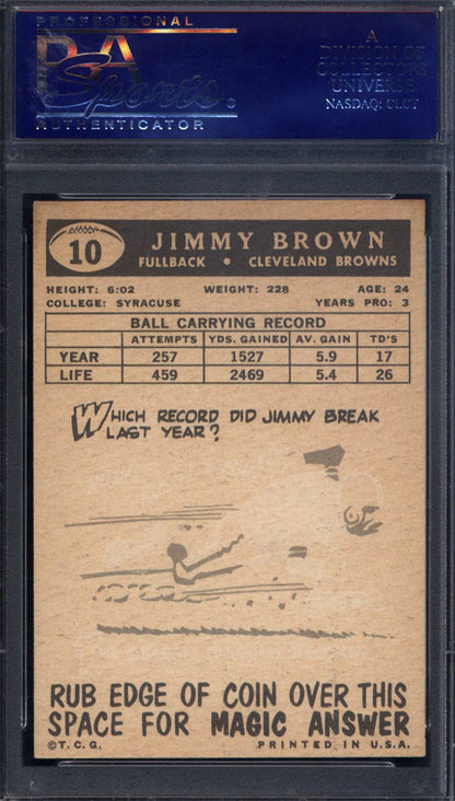 1959 Topps #10 Jim Brown 2nd Yr Browns PSA 8 Well Centered
