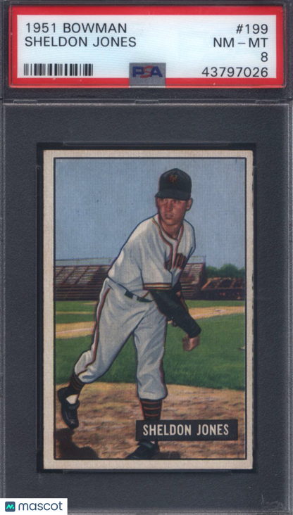 1951 Bowman #199 Sheldon Jones Giants PSA 8
