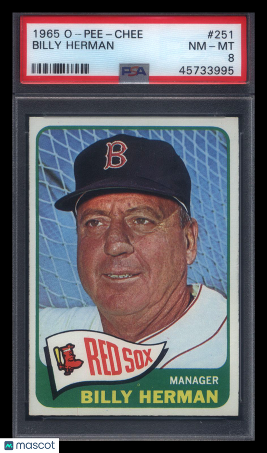 1965 OPC O-Pee-Chee #251 Billy Herman Red Sox PSA 8 pop 4 (Only 2 Higher)