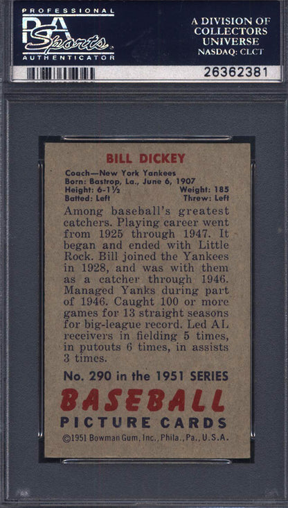 1951 Bowman #290 Bill Dickey Yankees PSA 7