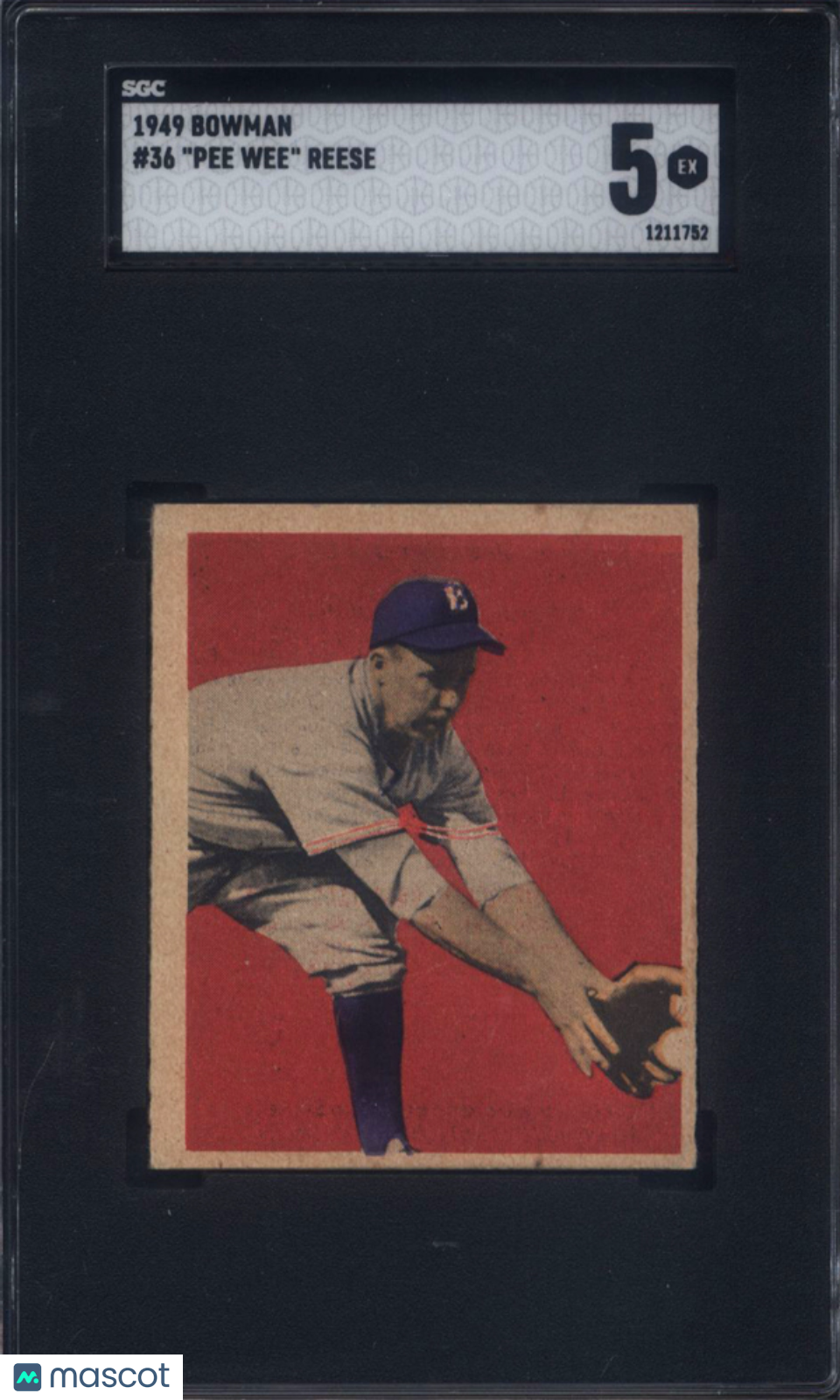 1949 Bowman #36 Pee Wee Reese Dodgers SGC 5