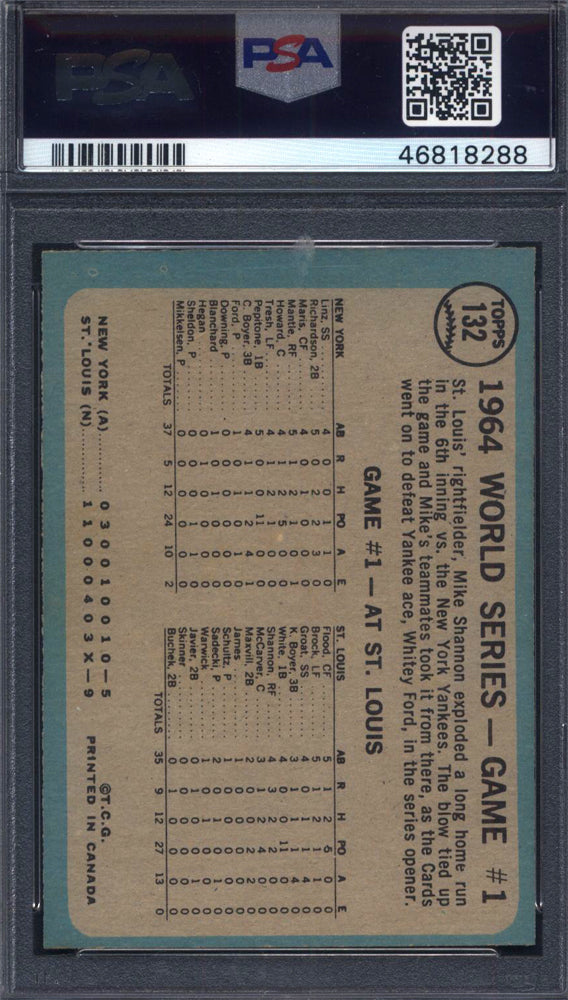 1965 OPC O-Pee-Chee #132 World Series Game 1 Cards Take Opener PSA 6