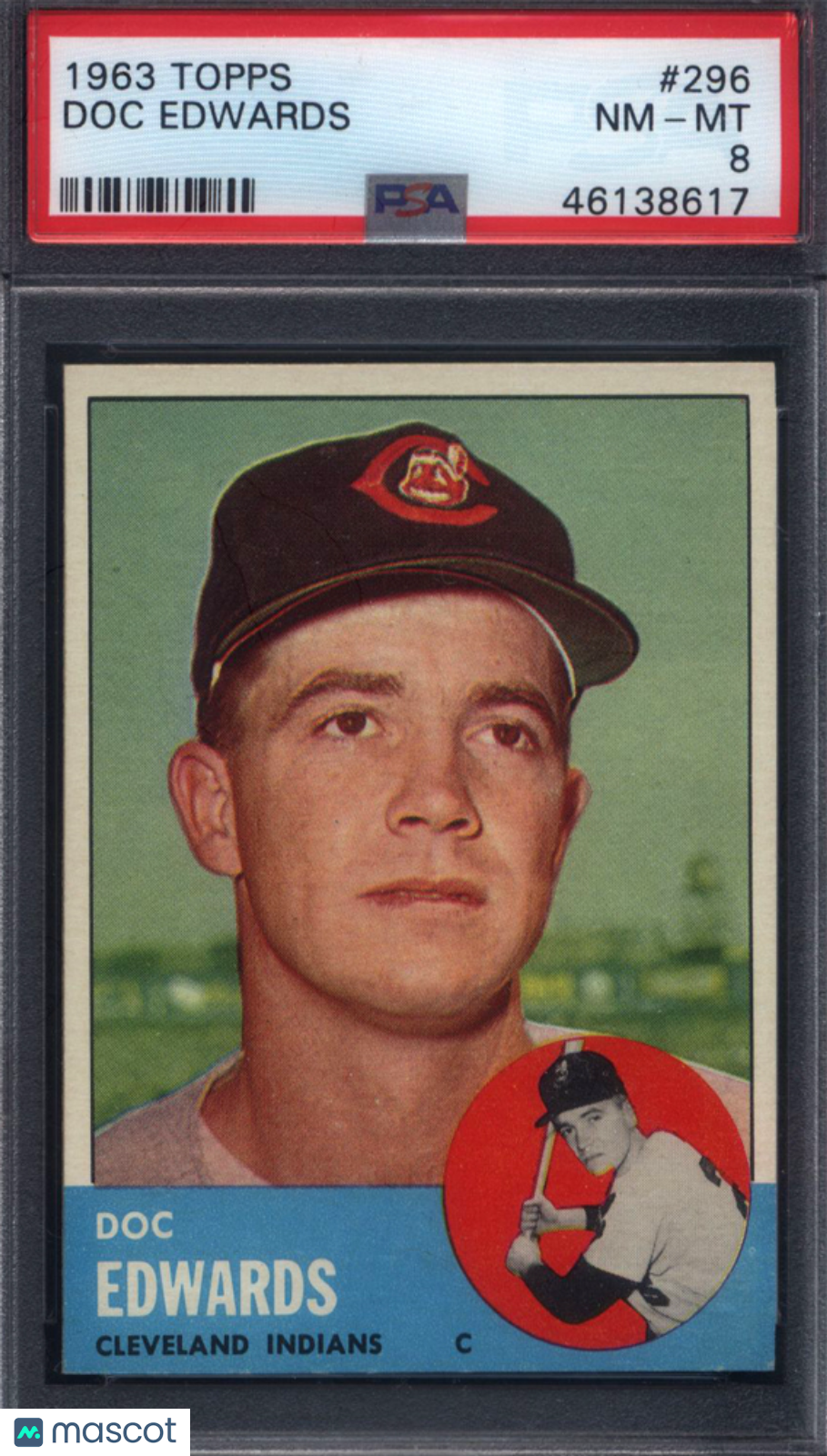 1963 Topps #296 Doc Edwards Indians PSA 8