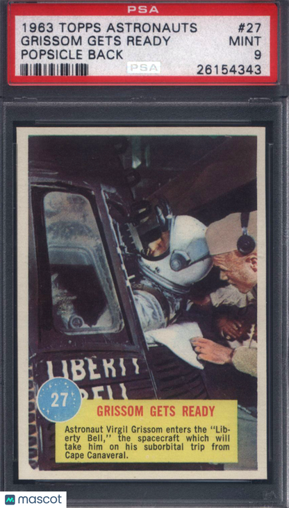 1963 Topps Astronauts Popsicle Back #27 Virgil Grissom PSA 9 pop 1