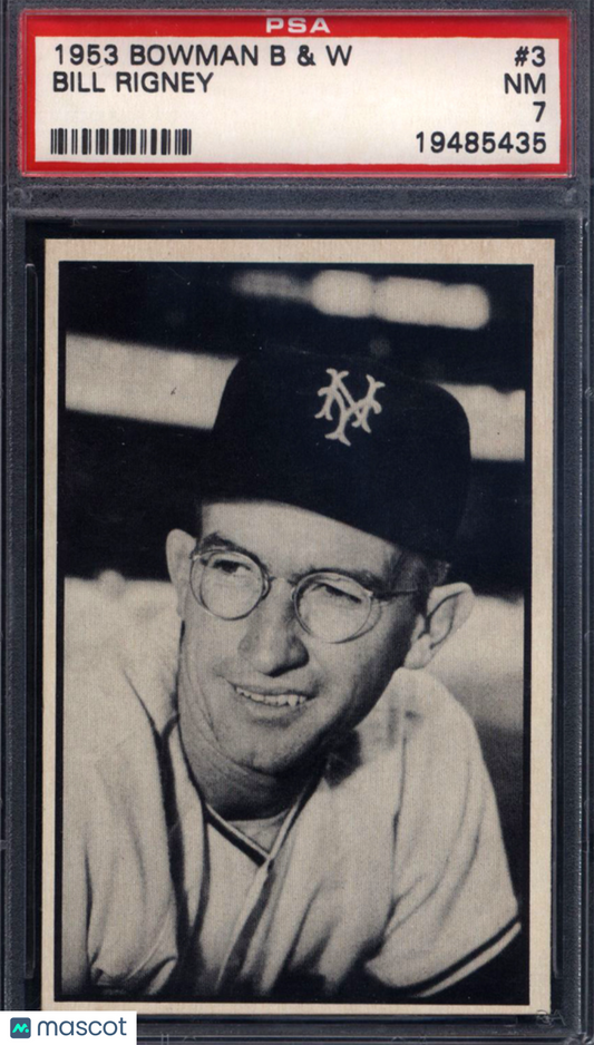 1953 Bowman B & W #3 Bill Rigney Giants PSA 7