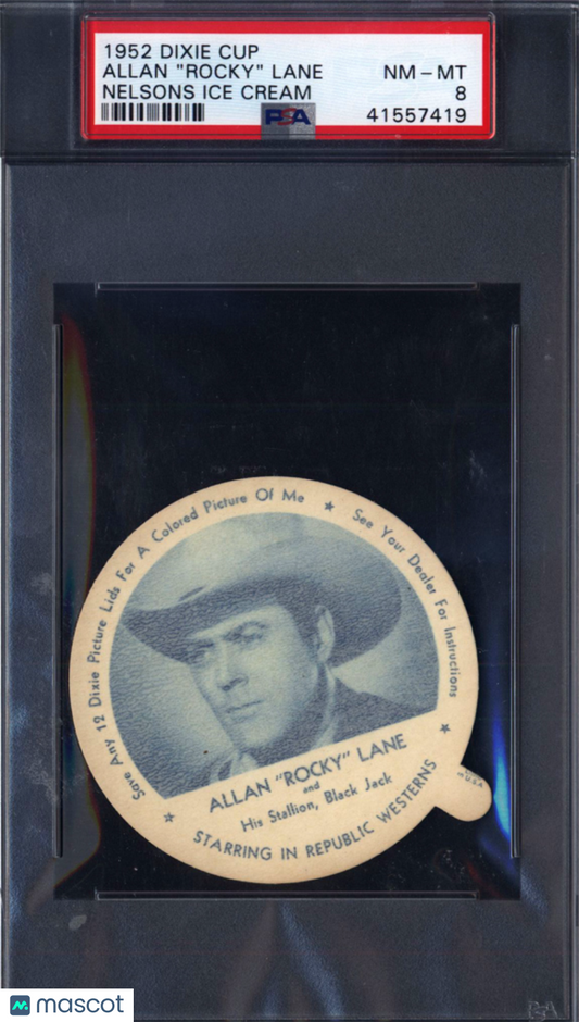 1952 Dixie Cup Nelsons Ice Cream Allan "rocky" Lane PSA 8