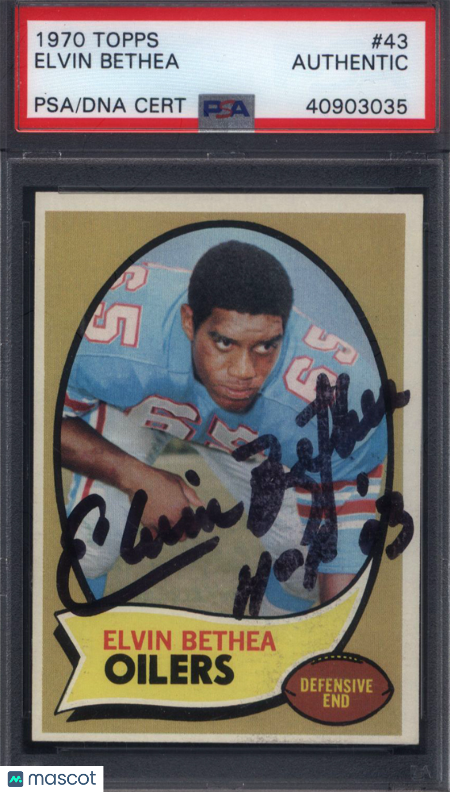 1970 Topps #43 Elvin Bethea Oilers Signed Auto PSA Authentic Auto