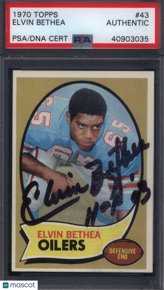 1970 Topps #43 Elvin Bethea Oilers Signed Auto PSA Authentic Auto