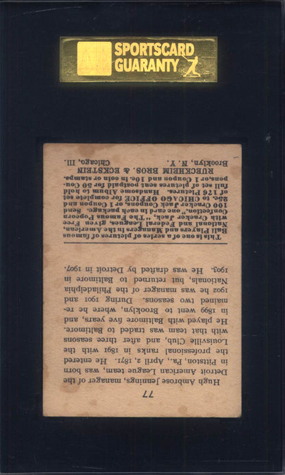 1915 Cracker Jack #77 Hugh Jennings Detroit SGC 5