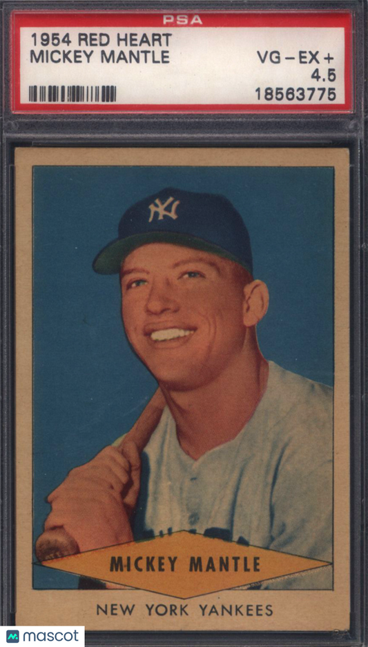 1954 Red Heart Mickey Mantle Yankees PSA 4.5 Well Centered