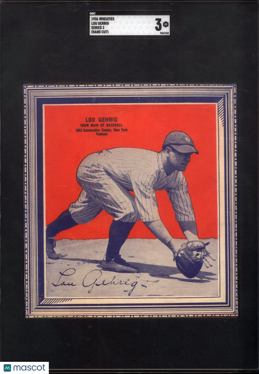 1936 Wheaties Series 3 Lou Gehrig Yankees SGC 3