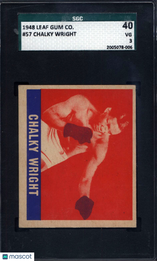 1948 Leaf Gum Co. #57 Chalky Wright Missing Black Ink Boxing SGC 3