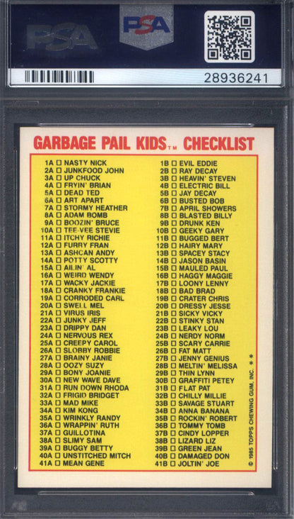 1985 Garbage Pail Kids Stickers #8b Blasted Billy PSA 8