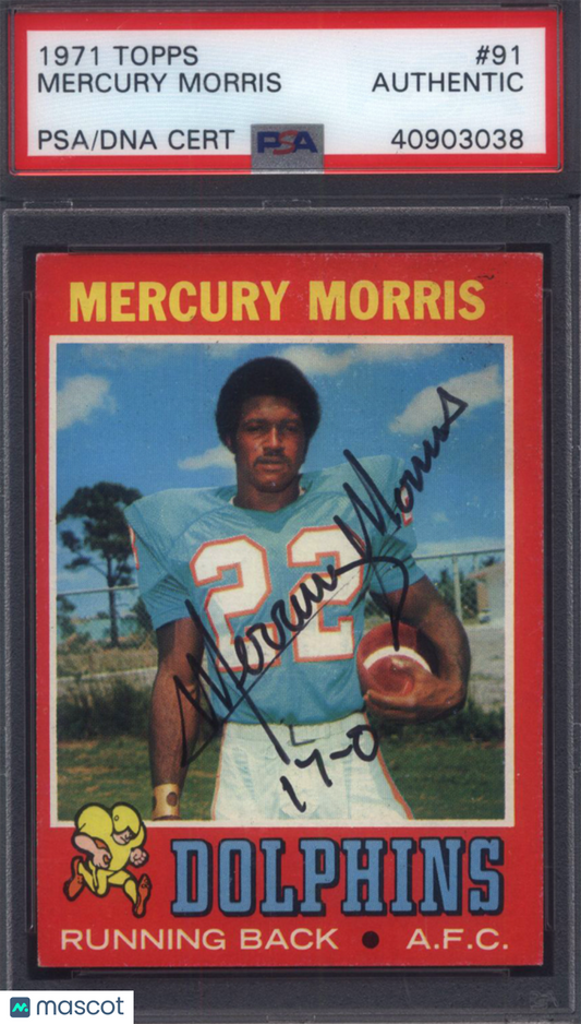 1971 Topps #91 Mercury Morris Signed Autographed Rookie HOF PSA Authentic
