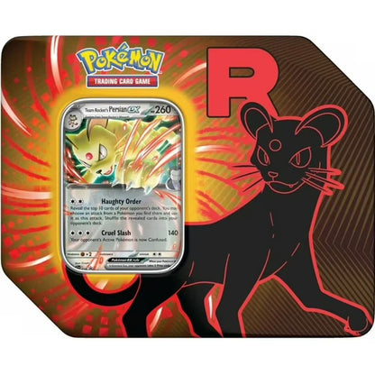 Pokemon Scarlet & Violet Destined Rivals Team Rocket's Persian ex Tin Set (5 Booster Packs & Promo Card)