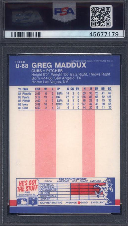 1987 Fleer Update #U-68 Greg Maddux Rookie HOF Cubs PSA 10