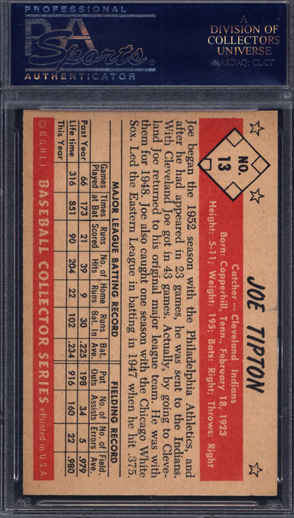 1953 Bowman B & W #13 Joe Tipton Indians PSA 7