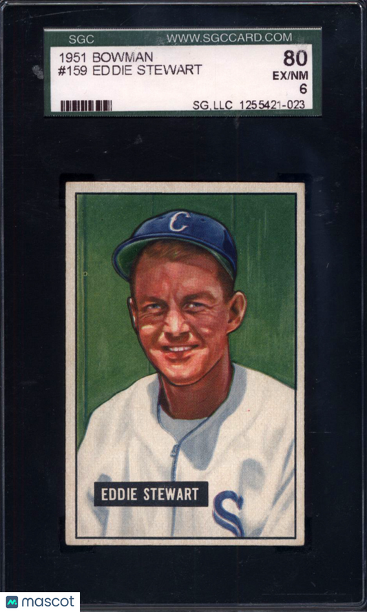 1951 Bowman #159 Eddie Stewart White Sox SGC 6