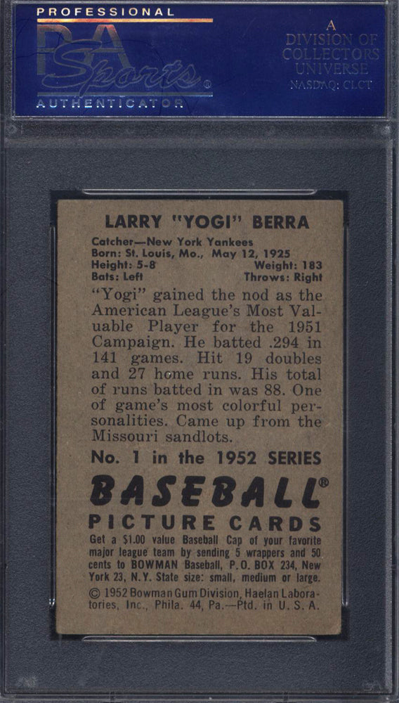 1952 Bowman #1 Yogi Berra Yankees PSA 5