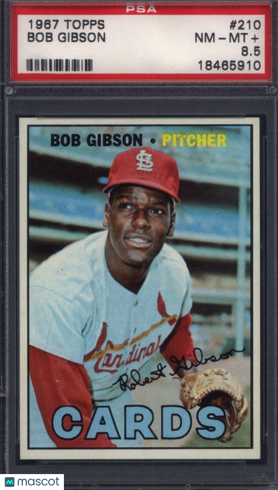 1967 Topps #210 Bob Gibson Cardinals PSA 8.5