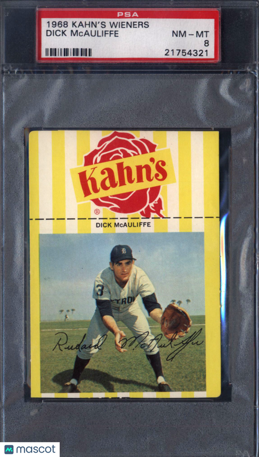 1968 Kahn's Wieners Dick McAuliffe Tigers PSA 8