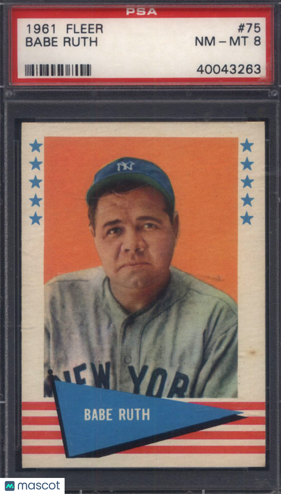 1961 Fleer #75 Babe Ruth Yankees PSA 8