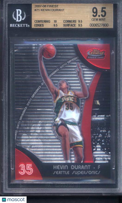 2007 Finest #71 Kevin Durant Rookie BGS 9.5 w (1) 10