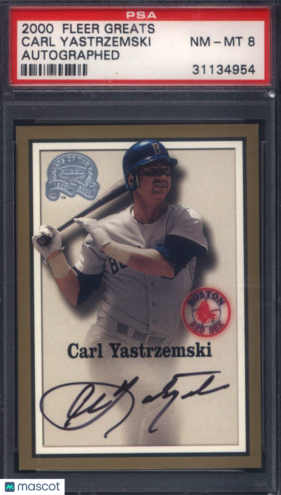 2000 Fleer Greats Of The Game Carl Yastrzemski Signed Autographed PSA 8