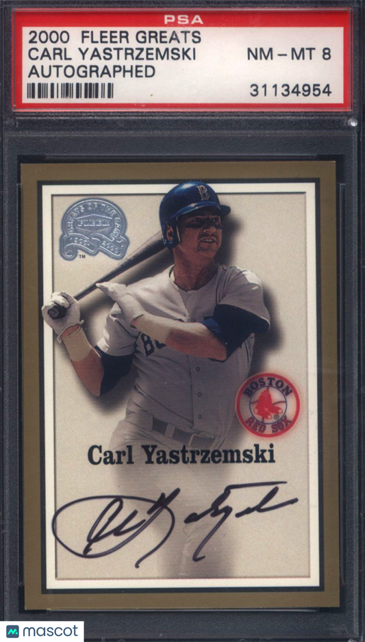 2000 Fleer Greats Of The Game Carl Yastrzemski Signed Autographed PSA 8