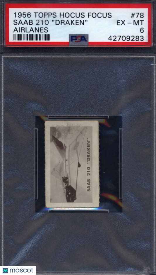 1956 Topps Hocus Focus Airplanes #78 Saab 210 "draken" PSA 6