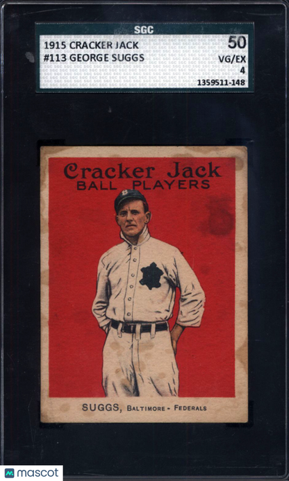 1915 Cracker Jack #113 George Suggs Federals SGC 4