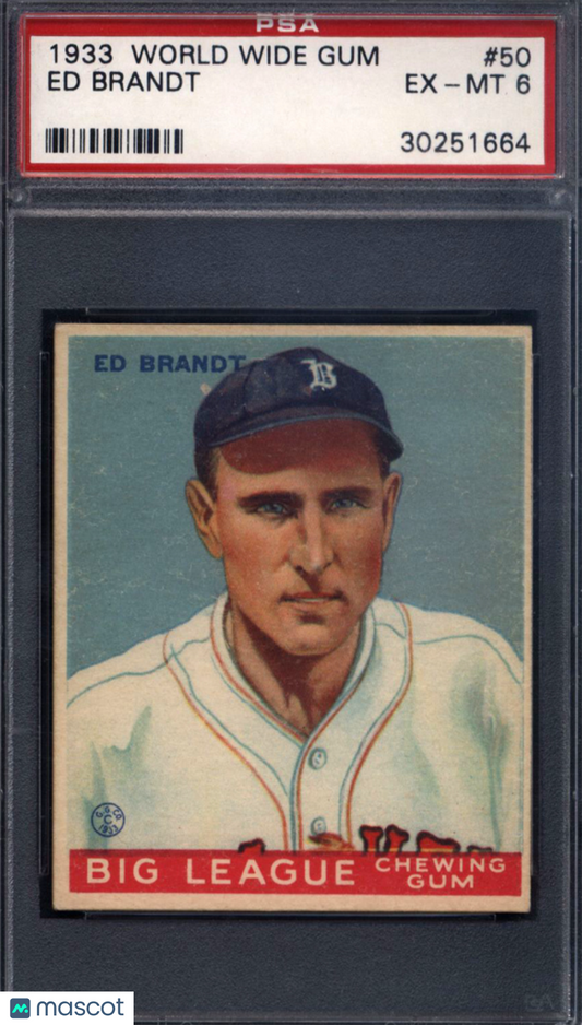 1933 Goudey World Wide Gum #50 Ed Brandt Braves PSA 6