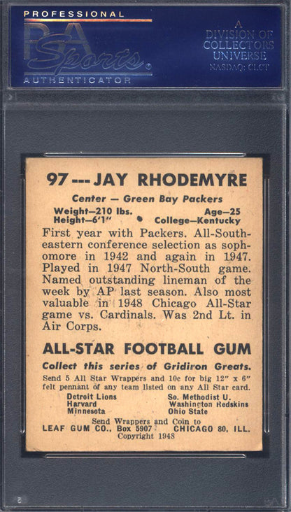 1948 Leaf #97 Jay Rhodemyre Packers PSA 5