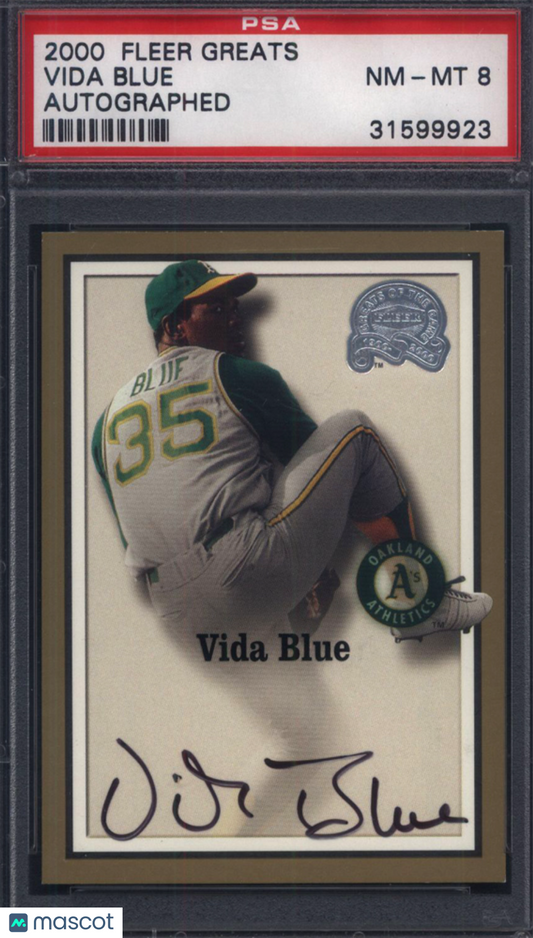 2000 Fleer Greats of the Game Vida Blue Autographed Signed Auto A's PSA 8