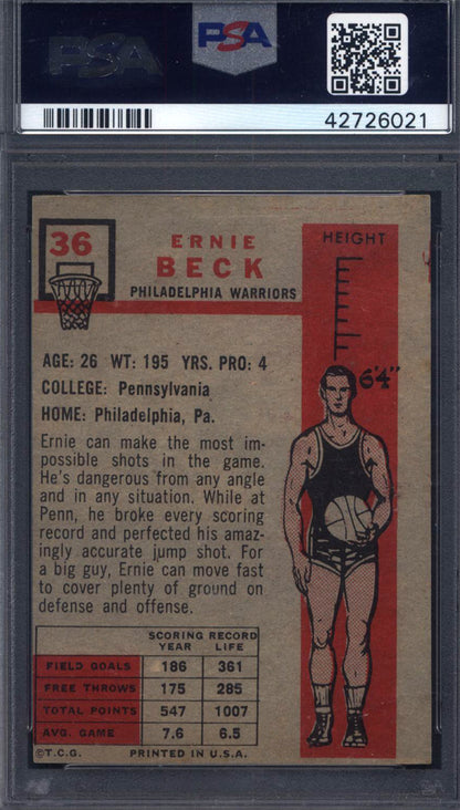 1957 Topps #36 Ernie Beck Rookie Signed Autographed Auto PSA/DNA Authentic