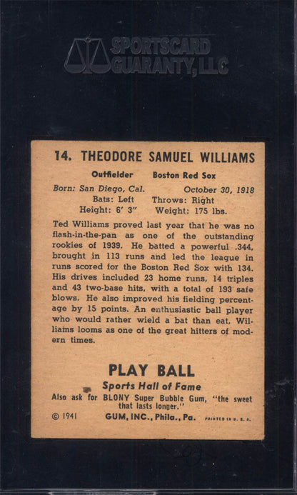 1941 Playball #14 Ted Williams Red Sox SGC 4