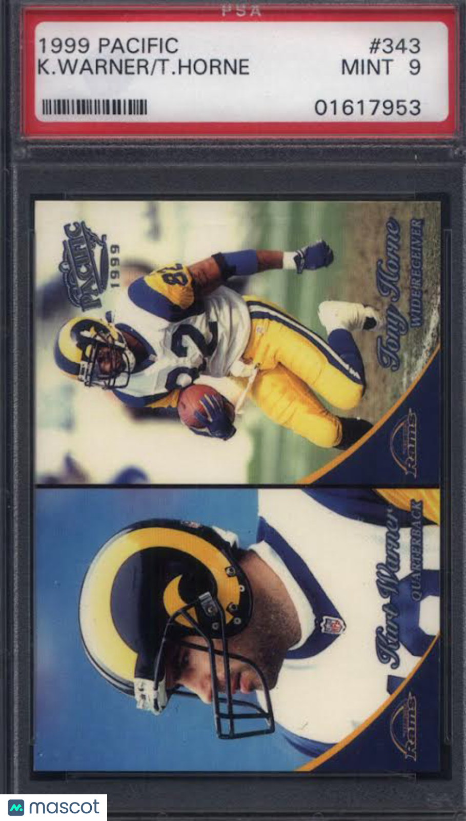 1999 Pacific #343 Kurt Warner Rookie HOF Rams PSA 9