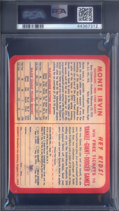 1953 Stahl-Meyer Franks Monte Irvin Giants PSA 2.5