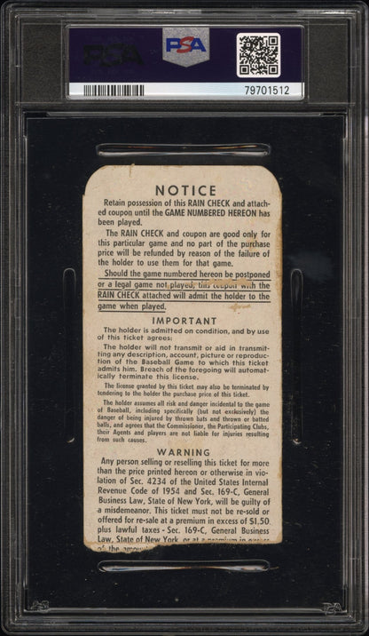 1960 World Series Game 3 Ticket Stub Mickey Mantle Home Run #14 PSA 3