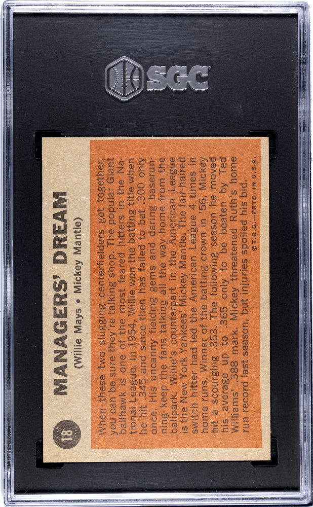 1962 Topps #18 Managers' Dream with Mickey Mantle SGC 5