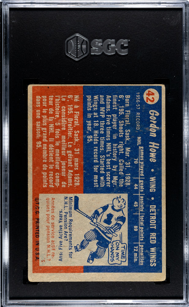 1957 Topps #42 Gordie Howe Red Wings SGC 2.5